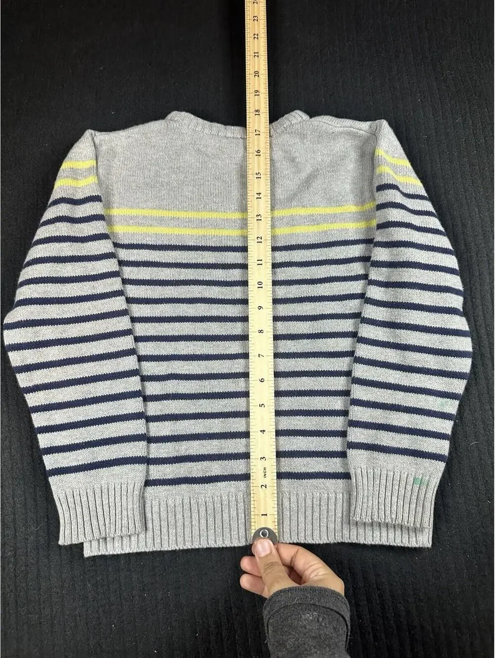 🧵✨ Boys Gray Striped Sweater, Sz Small(5-6), Gymboree, Crew 100% Cotton 🧵✨